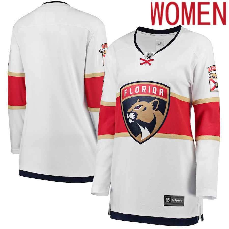 Women Florida Panthers Fanatics Branded White Away Breakaway NHL Jersey->customized nhl jersey->Custom Jersey